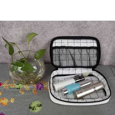 Elegant motif floral blanc de grande capacité lavable sac de voyage cosmétique avec fermeture à glissière