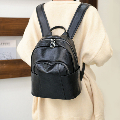 Sac à dos pour femmes en cuir en PU avec fermeture à glissière 37*29*6cm