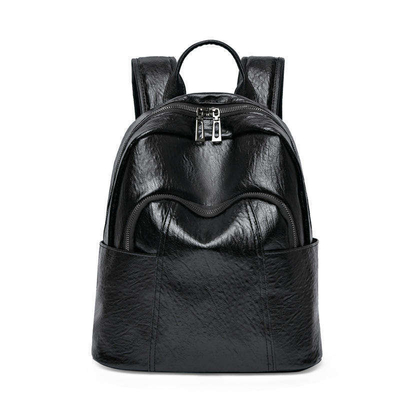 Système de transport Des sangles réglables personnalisées Sac à dos fermeture à glissière en cuir PU noir pour femmes