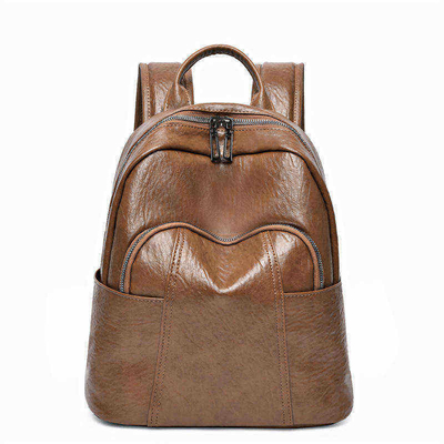 Système de transport Des sangles réglables personnalisées Sac à dos fermeture à glissière en cuir PU noir pour femmes