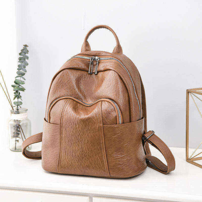 Système de transport Des sangles réglables personnalisées Sac à dos fermeture à glissière en cuir PU noir pour femmes