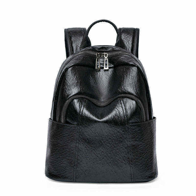 Système de transport Des sangles réglables personnalisées Sac à dos fermeture à glissière en cuir PU noir pour femmes