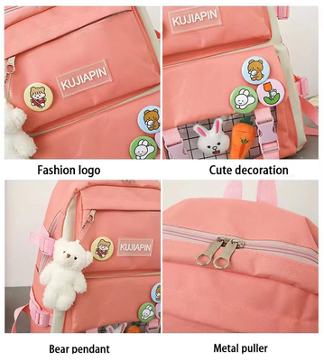 Gros de Cute 4pcs/Set Sac d'école primaire Pour les filles Harajuku Kawaii Sac de livre pour étudiants Sac à main pour adolescents Sac à dos pour étudiants de grande capacité Sac à dos pour filles Sac à dos pour élèves