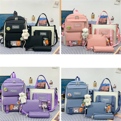Gros de Cute 4pcs/Set Sac d'école primaire Pour les filles Harajuku Kawaii Sac de livre pour étudiants Sac à main pour adolescents Sac à dos pour étudiants de grande capacité Sac à dos pour filles Sac à dos pour élèves