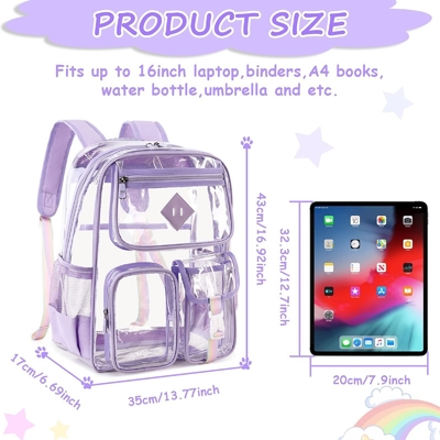 Gros Sac à dos de voyage clair pour l' école Sac à dos transparent en PVC supérieur pour les filles Les garçons à travers le sac à dos de l' école pour les hommes Les femmes Le sac à dos des étudiants