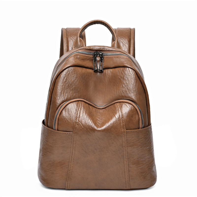Sac à dos pour femmes en cuir en PU avec fermeture à glissière 37*29*6cm