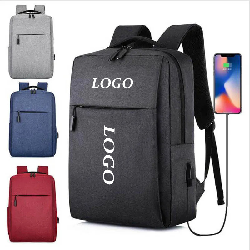 LOGO personnalisé Sac à dos portable pour hommes Sac à dos d'affaires Sac à dos imperméable à l'eau Oxford Sac à dos d'étudiant de l'école Sac à dos avec USB